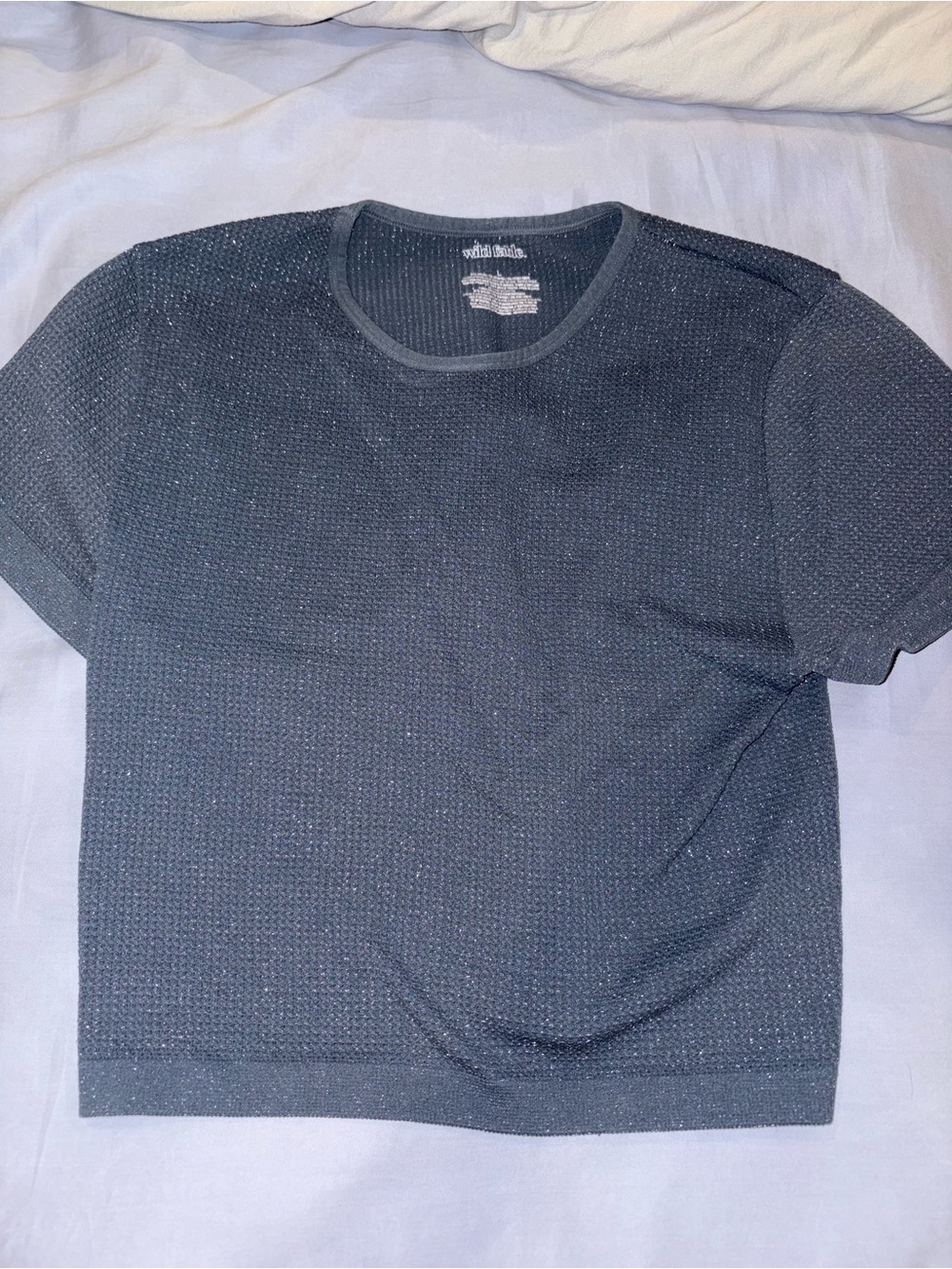 Sparkle Knit Crop Top in Blue Grey